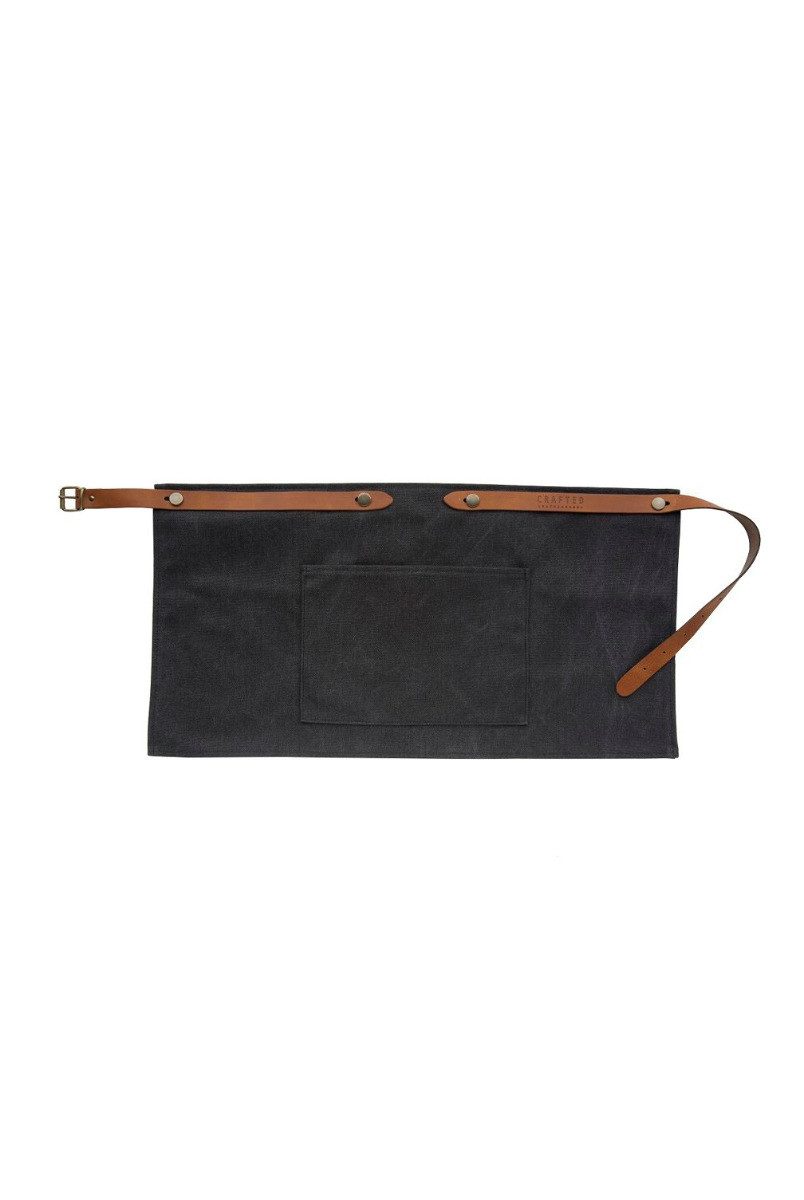 Crafted Leather & Lifestyle Kochschürze Canvas, Kurz, Schwarz, (1-tlg), Mit Lederträger