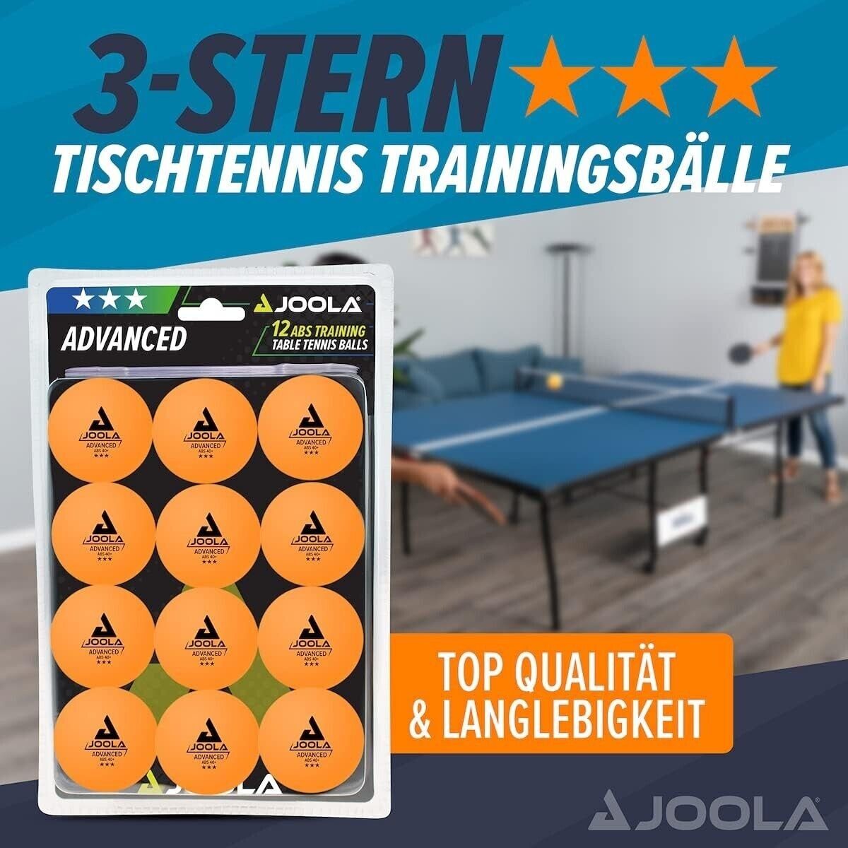 Joola Tischtennisball 12x 40mm Training Balls,Training (12er-Pack), Ping 12 Bälle Table Freizeit Pong Star,Orange 3 Tischtennis Stück Erwachsener Tennis
