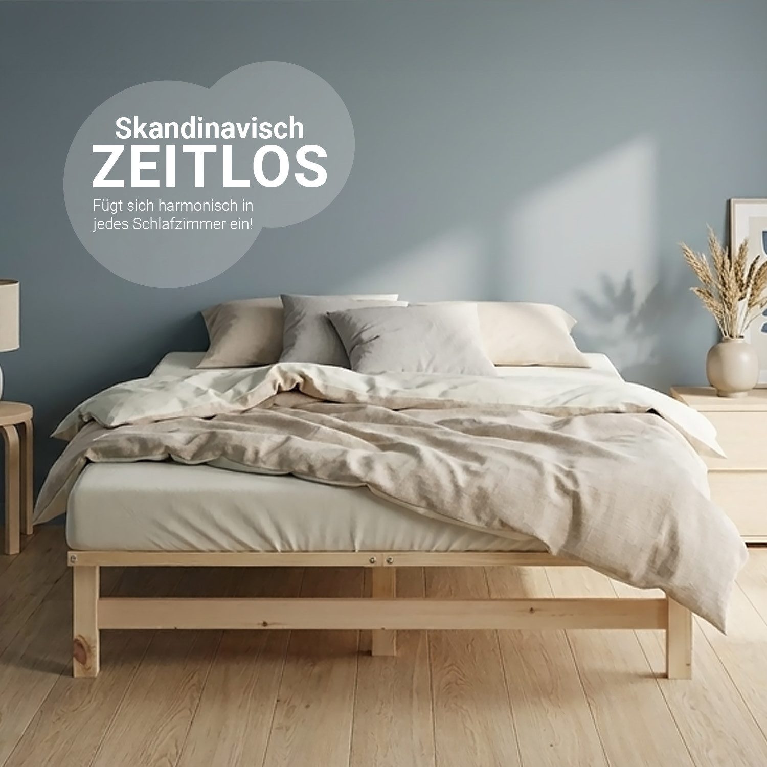 Homestyle4u Palettenbett Holzbett 90x200 120x200 100x200 140x200 Jugendbett Futonbett bodennah (Set, mit Lattenrost)