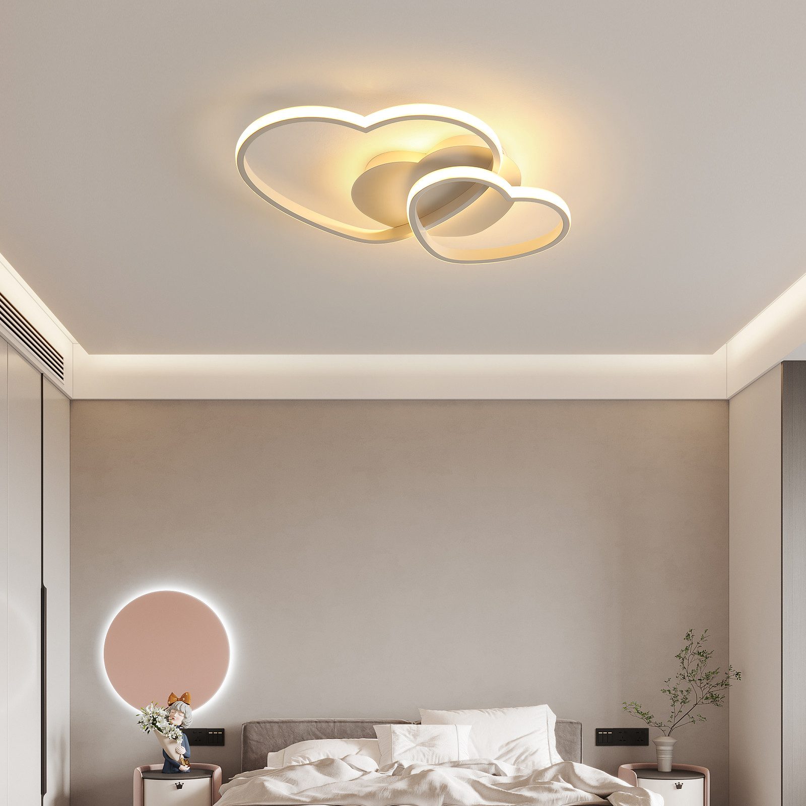 Riserva LED Dekolicht Herzförmige Deckenleuchte,kreative LED Lampe,39W/64W,Schlichtes Design, LED wechselbar, Einfach zu installieren, für Schlafzimmer, Café