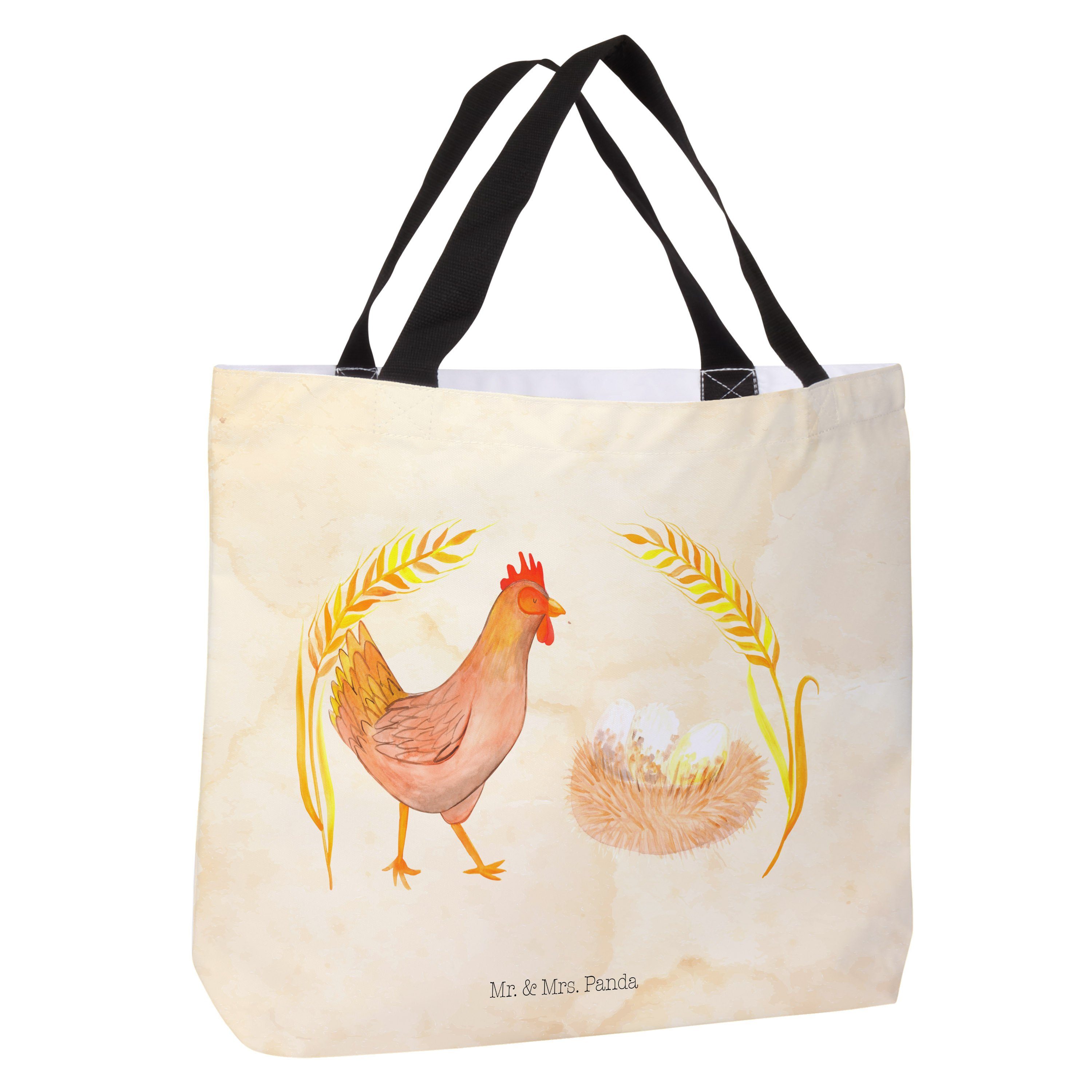 Mr. & Huhn (1-tlg) - Shopper stolz Panda Geschenk, Vintage Hoftiere, Mrs. Einkaufstasche, Bauernhof, 