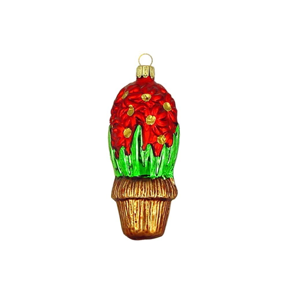 Haberland Glasschmuck Lauscha Christbaumschmuck Blumenkorb rot matt 11 cm Lauschaer Glas