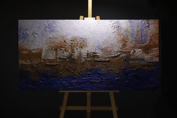 YS-Art Gemälde Marine, Abstrakte Bilder, Gold Blaues Leinwand Bild Handgemalt Abstrakt