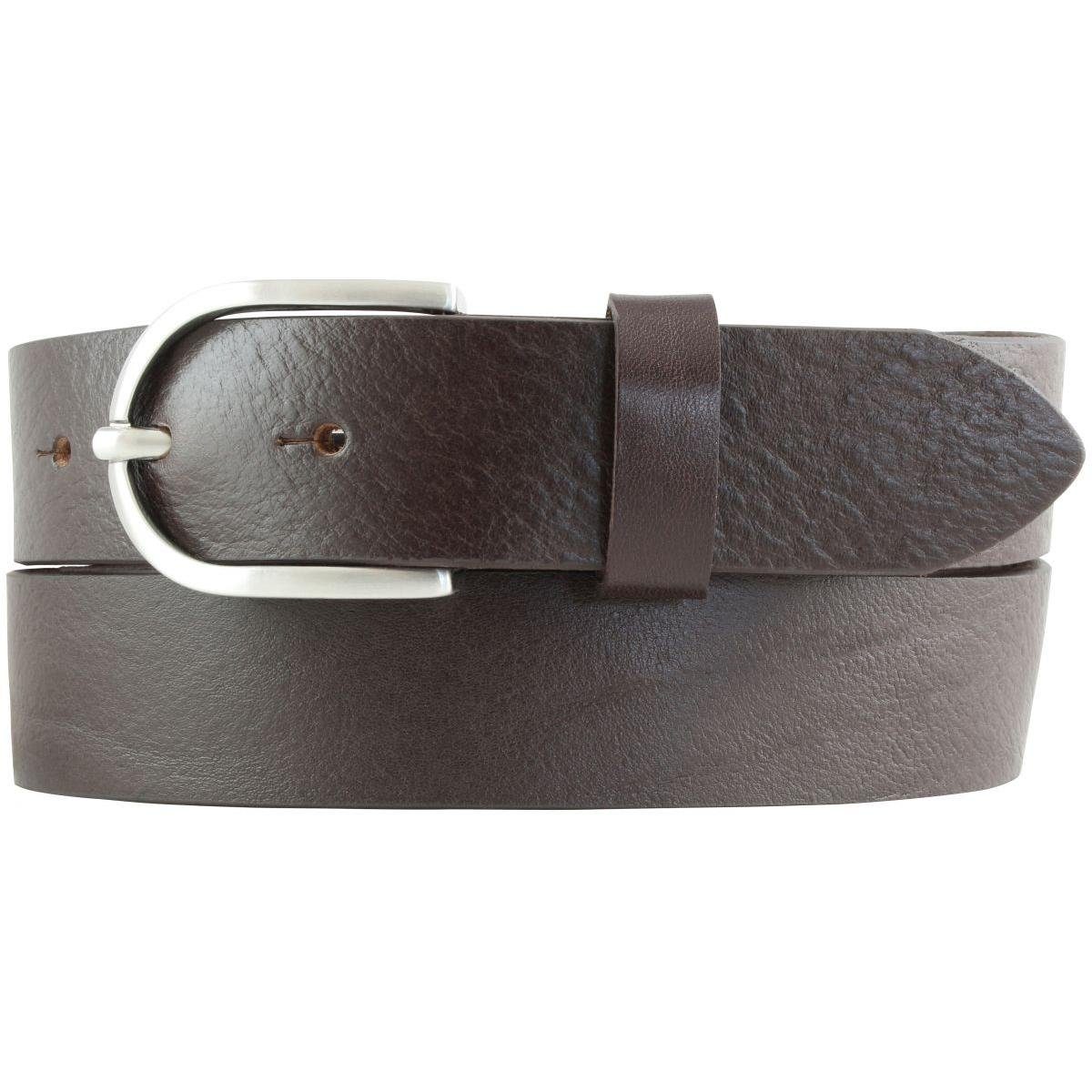 BELTINGER Ledergürtel Damen-Gürtel aus Vollrindleder 3,5 cm - Jeans-Gürtel für Damen 35mm - Braun, Silber