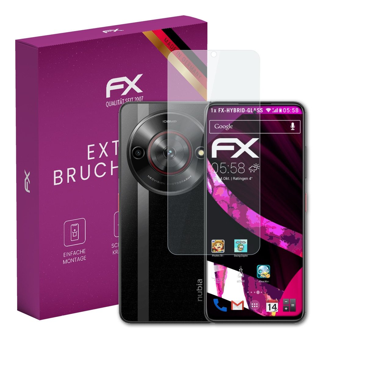 atFoliX Schutzfolie Panzerglasfolie für Nubia Focus 5G, Ultradünn und superhart