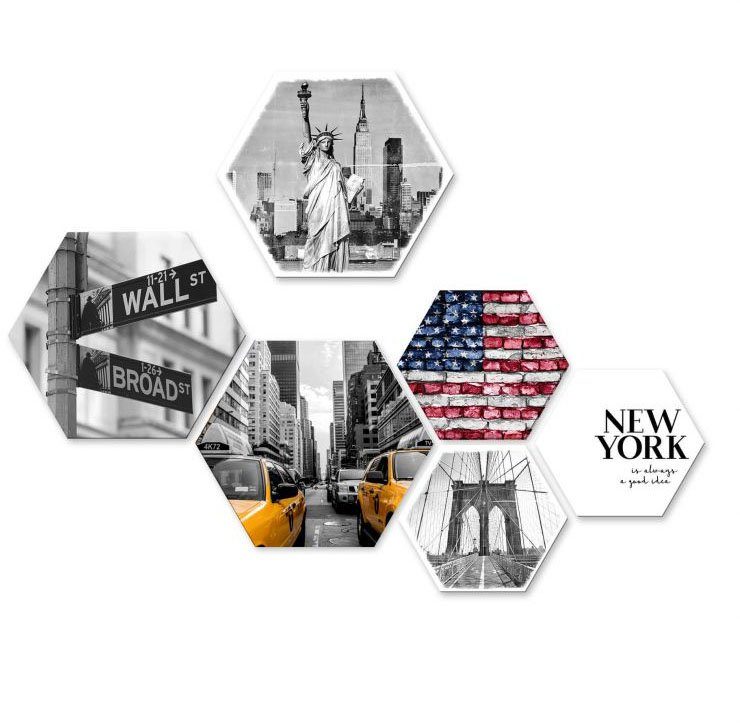 Wall-Art Mehrteilige Bilder Typisch New York Collage, (Set, 6 St)
