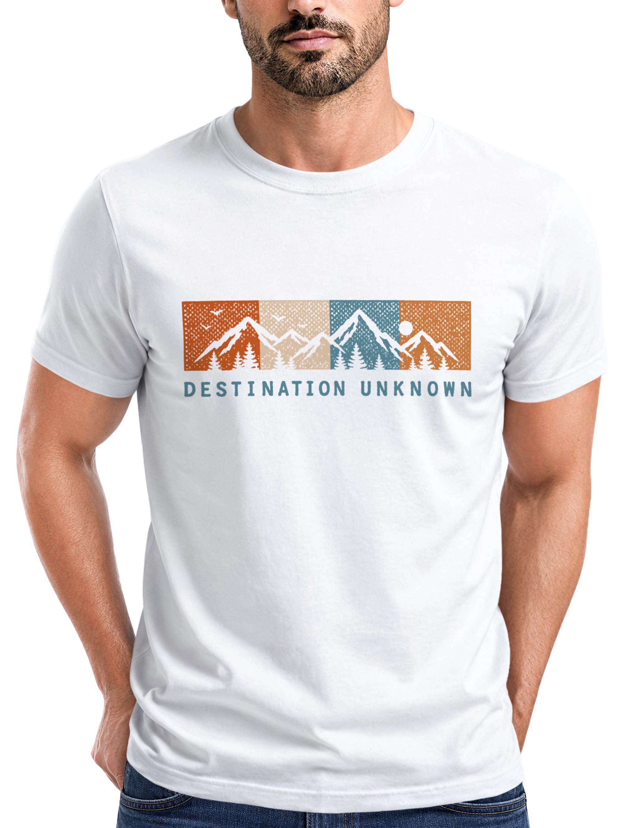 Neverless Print-Shirt Herren T-Shirt Frontprint - Destination unknown - Baumwollshirt mit Print