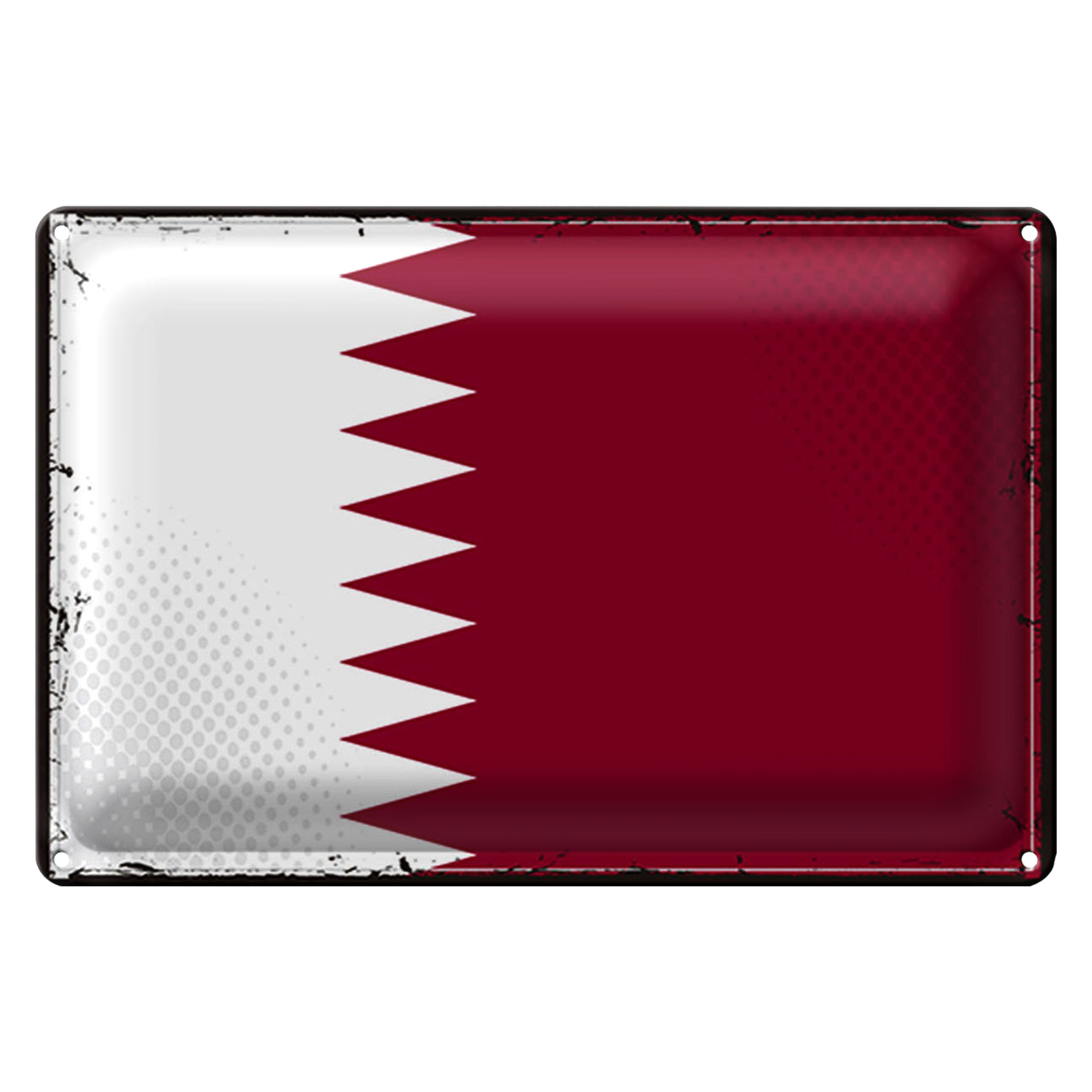 Roomando Metallschild Flagge Katar 40x30cm Retro Flag of Qatar
