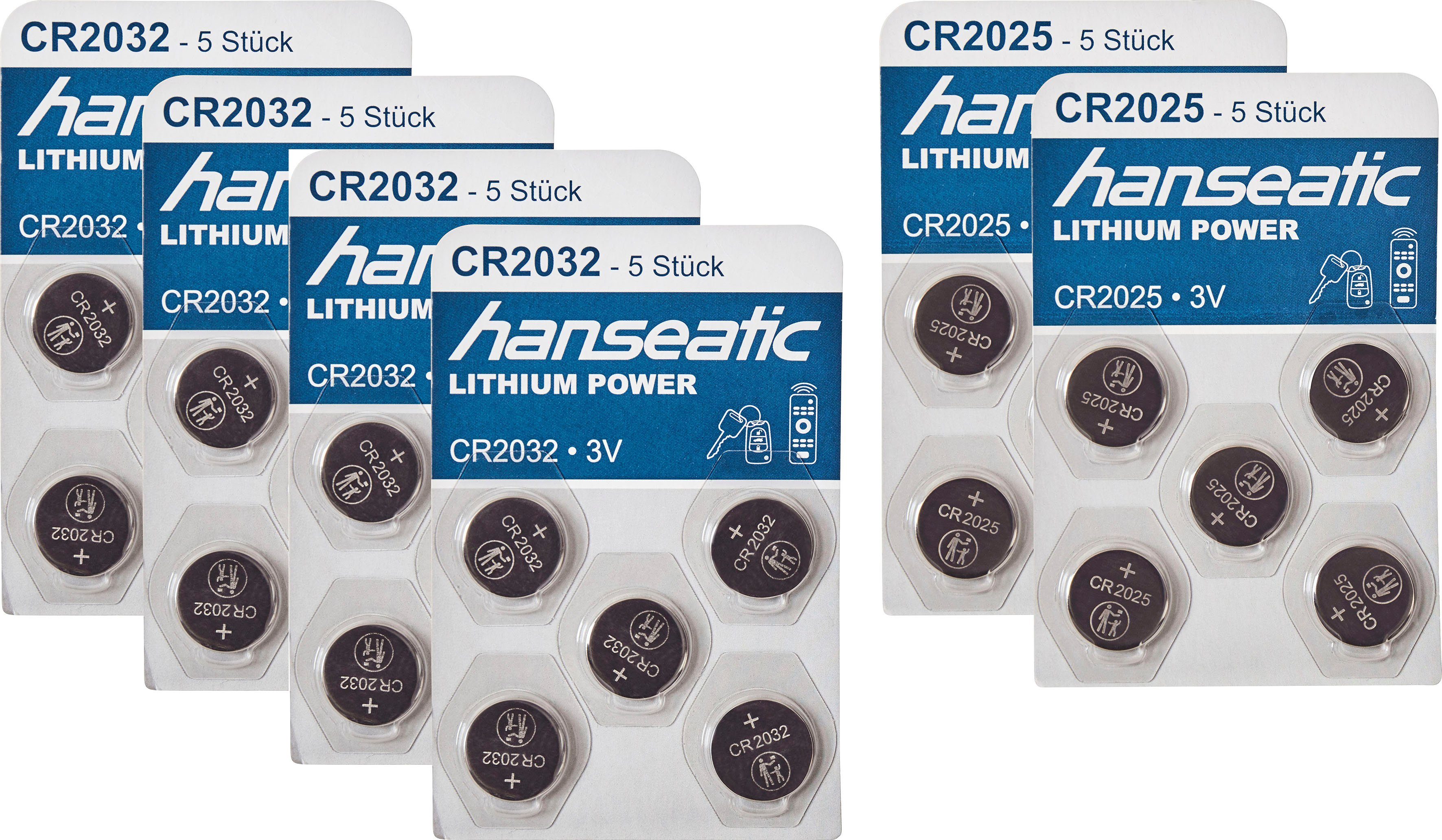 Hanseatic »15 Stück Batterie Mix Set« Batterie, CR2032 (15 St), 10x CR 2032  + 5x CR 2025