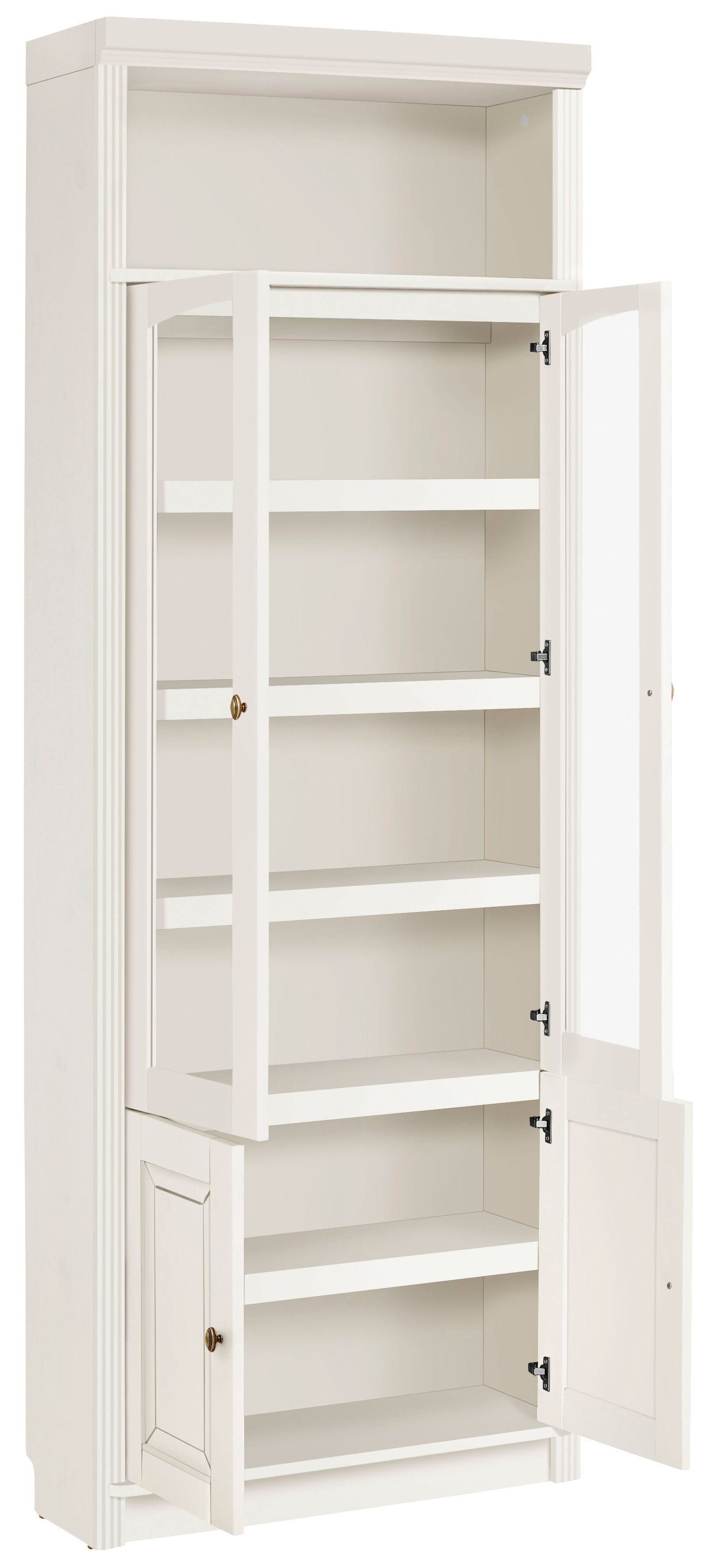 Home affaire Bücherregal Soeren, massiver Kiefer, in 2 Höhen, Tiefe 29 cm, Türen mit Klarglas Einsatz weiß