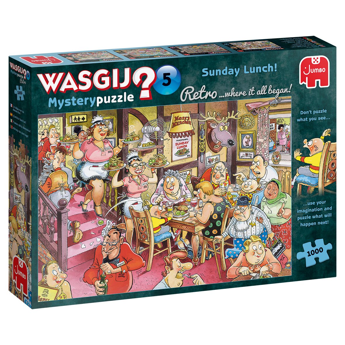 Sie, Wasgij 25009 Mystery - 1000 nächstes was Puzzleteile, Puzzle passiert. Jumbo Sonntagsessen!, Retro Spiele 5 Puzzeln als