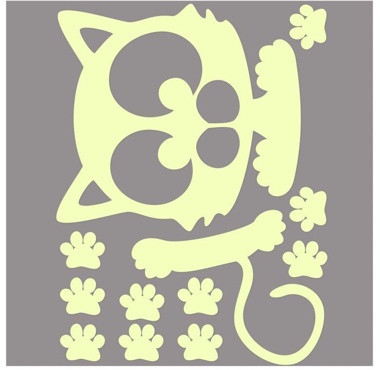 St) Katze Leuchtsticker (1 Lichtschalter Wandtattoo Wall-Art