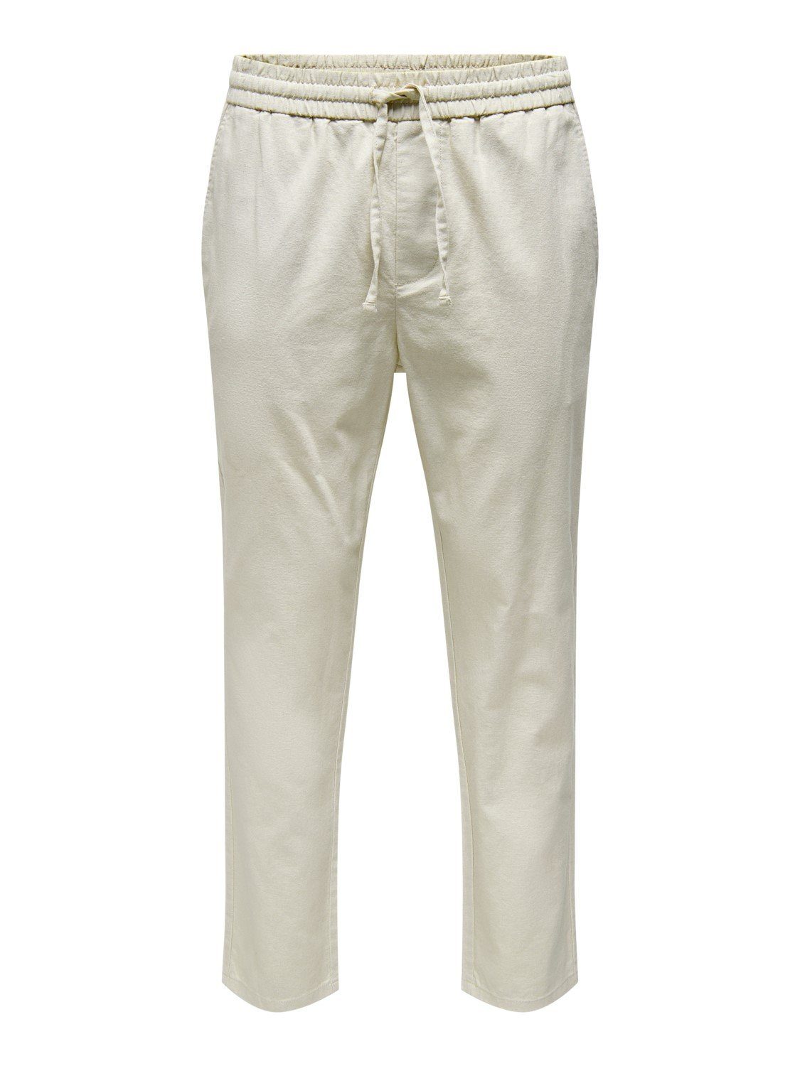 ONLY & SONS Stoffhose Leinen Baumwolle Stoffhose mit Tunnelzug für Herren Baumwolle, Leinen Regular Fit unifarben atmungsaktiv Tunnelzug
