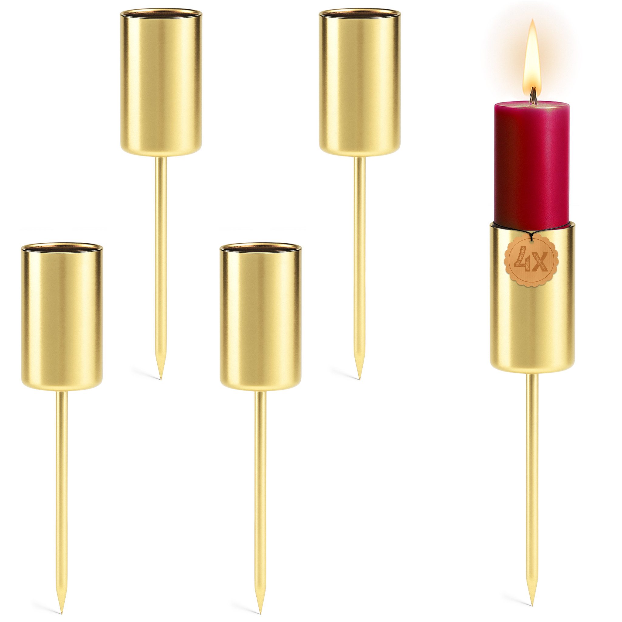 matches21 HOME & HOBBY Kerzenhalter Kerzenteller 4er Set Metall Gold mit St günstig online kaufen