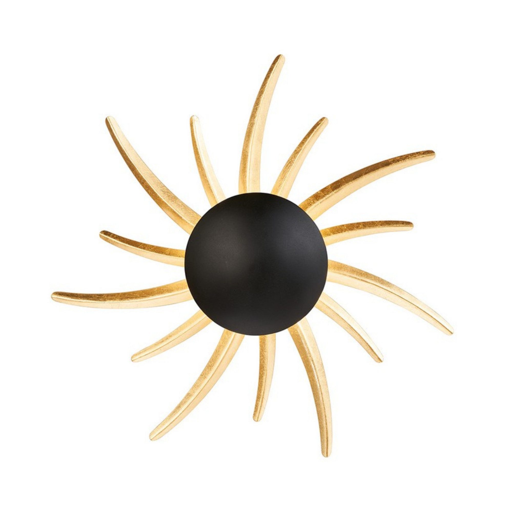 Lichthandel Hoch LED Wandleuchte modern „Sun“ –Schwarz/Gold– Design-Leuchte in Sonnenform Ø ca. 45cm, LED fest integriert, 2700K, EINFACHE BEDIENUNG - AN / AUS - Schalter