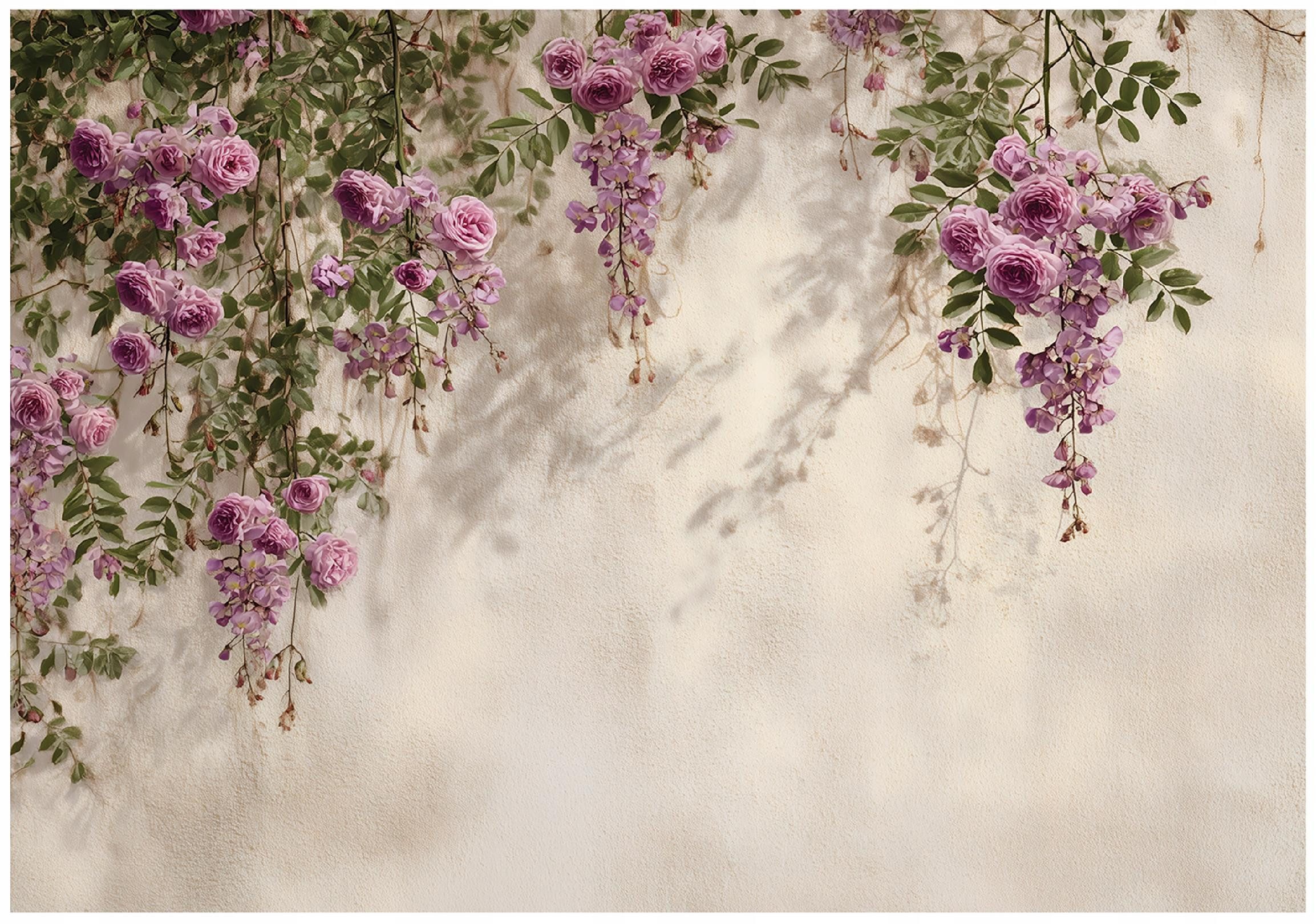 Wallarena Fototapete Blumen Hängend - Lila - Elegant - Vlies - Schlafzimmer, glatt, (3 St), 150x105cm