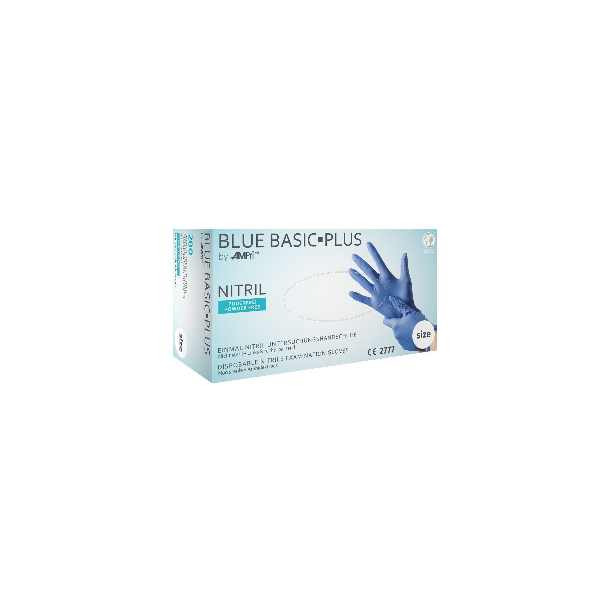 AMPri Nitril-Handschuhe Blue Basic-Plus - Nitril-Untersuchungshandschuh (200-St)