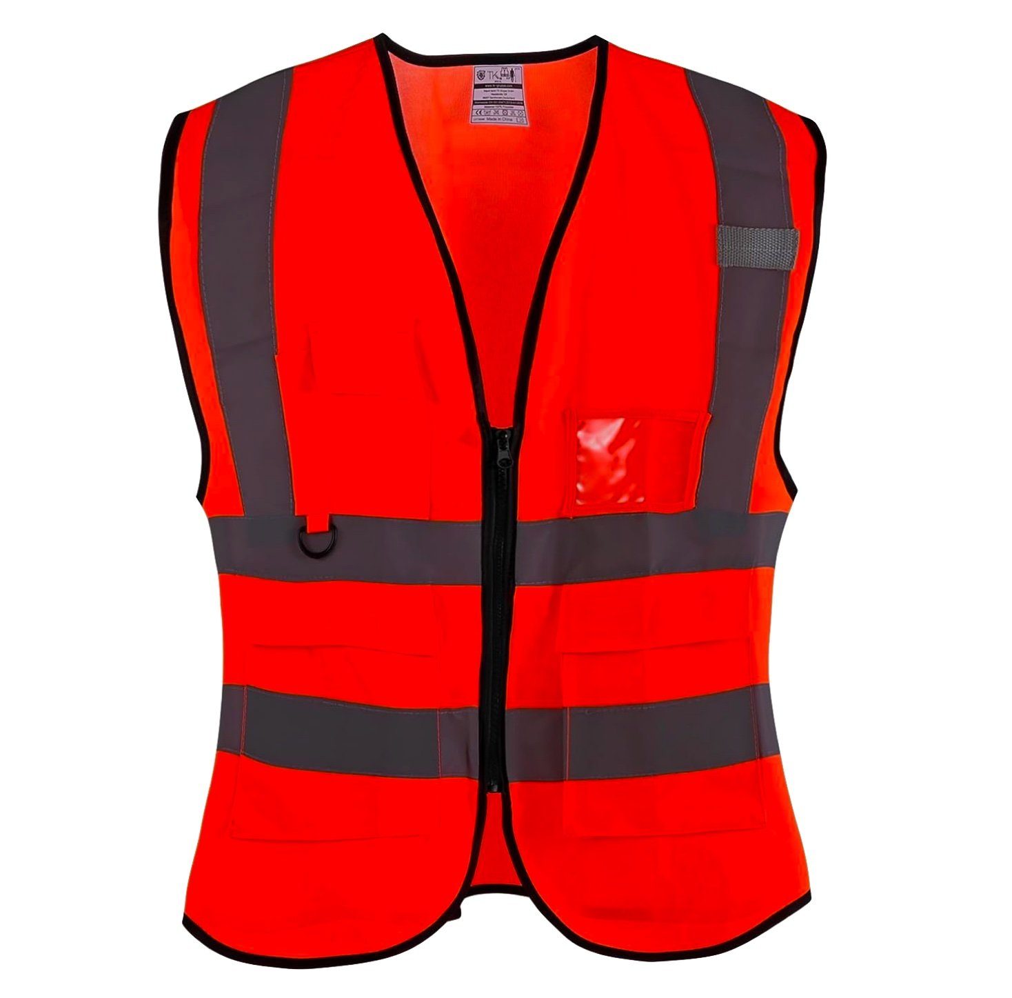 toolmate® Warnweste Orange Warnweste in XL mit Reißverschluss und Ausweishalter (1-tlg) retroreflektierend