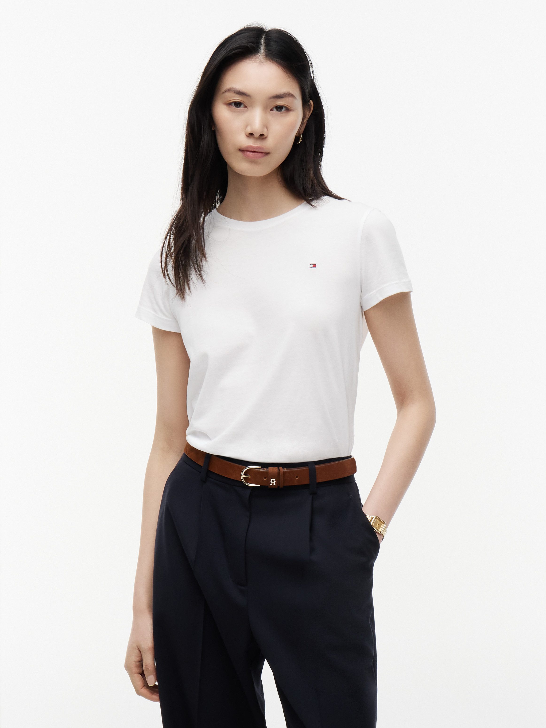 Tommy Hilfiger T-Shirt HERITAGE CREW NECK TEE mit Tommy Hilfiger Logo-Flag auf der Brust