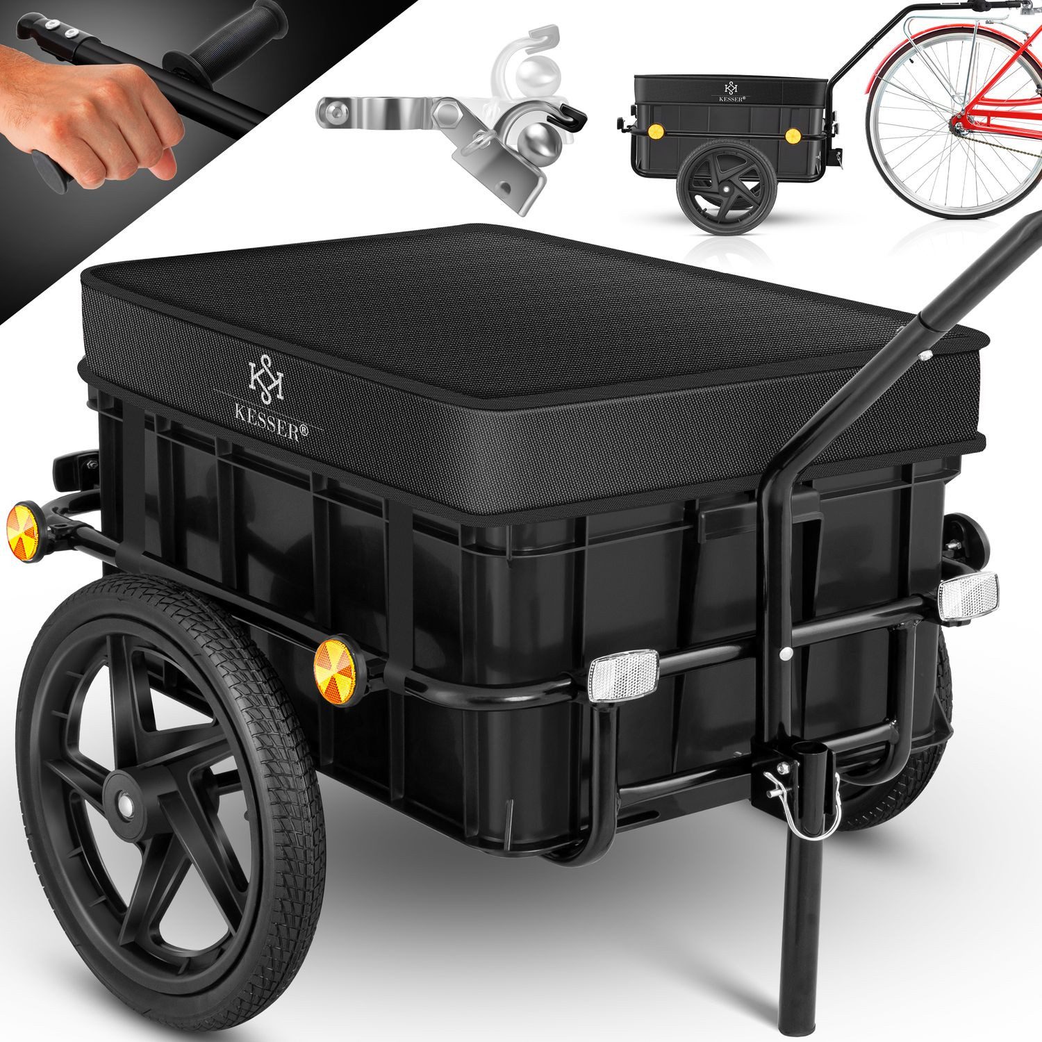 KESSER Fahrradlastenanhänger, Fahrradanhänger Lastenanhänger Handwagen mit Kupplung
