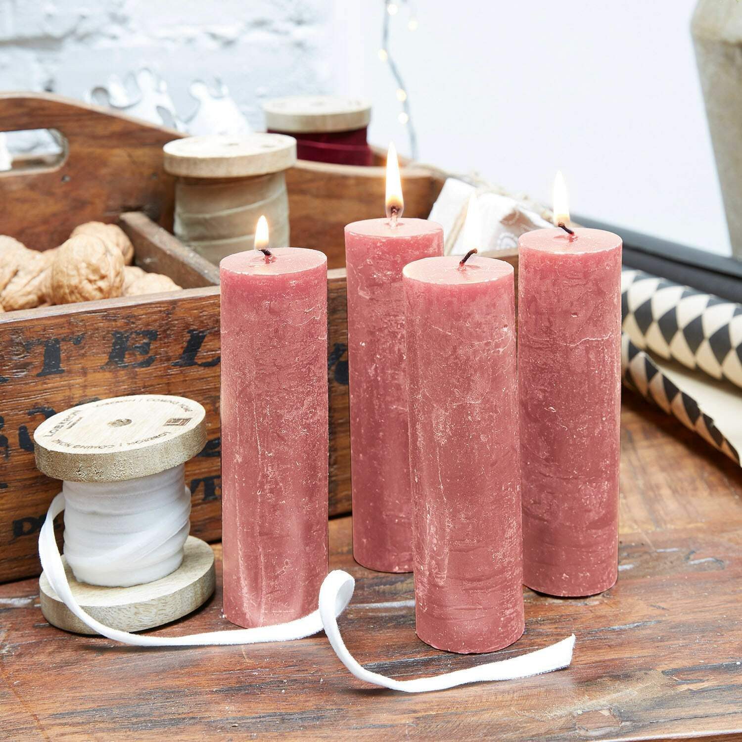 Mirabeau Stumpenkerze Kerze 4er Set Muriel rosa (4er Set, 4er Set), none günstig online kaufen