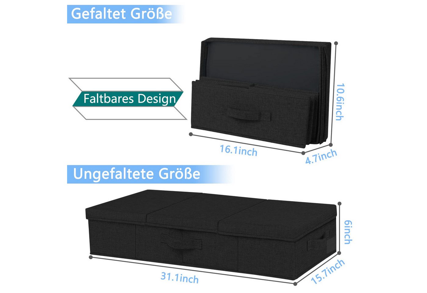 Thumbnail - Coonoor Aufbewahrungsbox 2 Stück Faltbarer Unterbett Aufbewahrungsbox (2 St), Unterbett Aufbewahrungsbox mit deckel, Kle...
