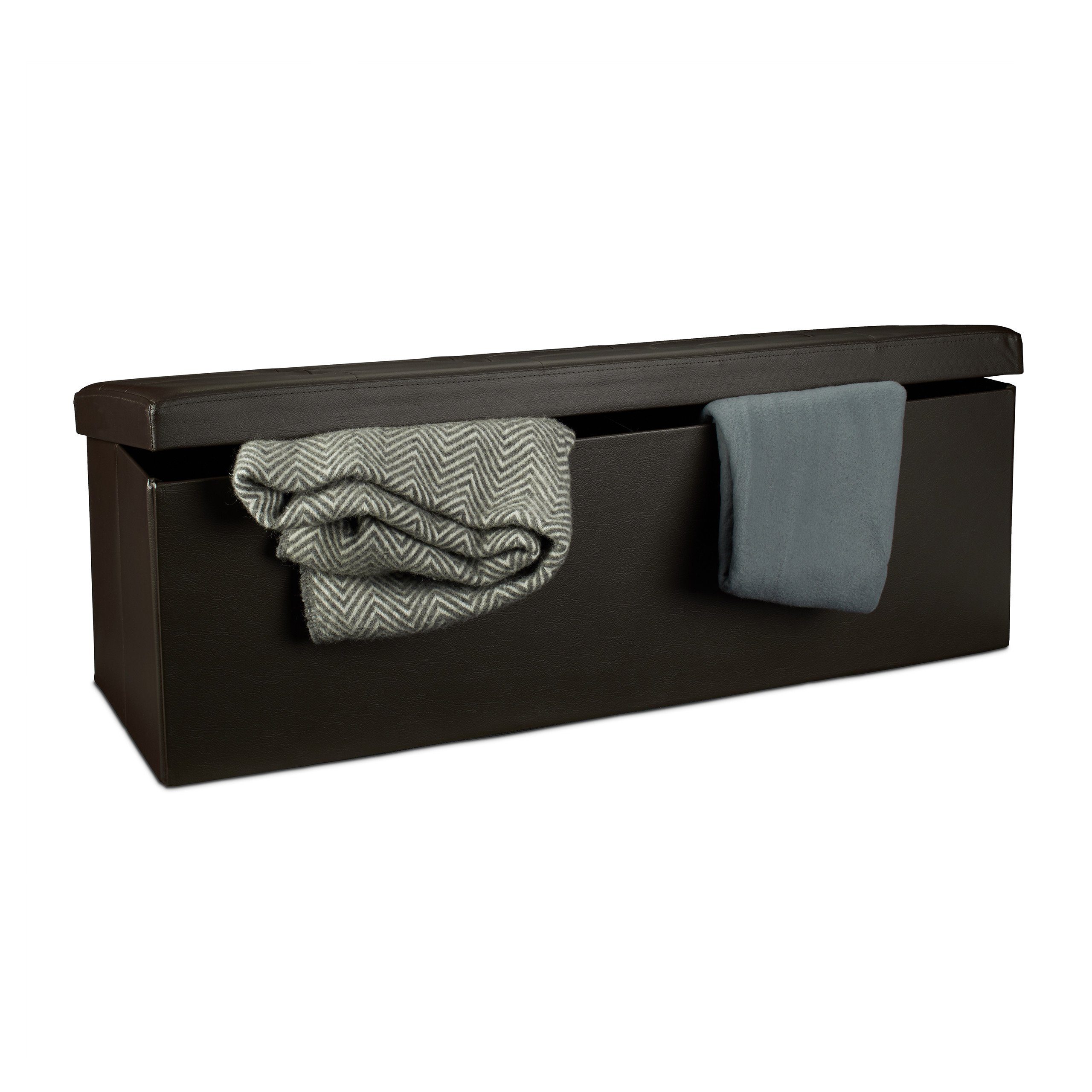 relaxdays Sitzbank Faltbare Sitzbank aus Kunstleder, braun