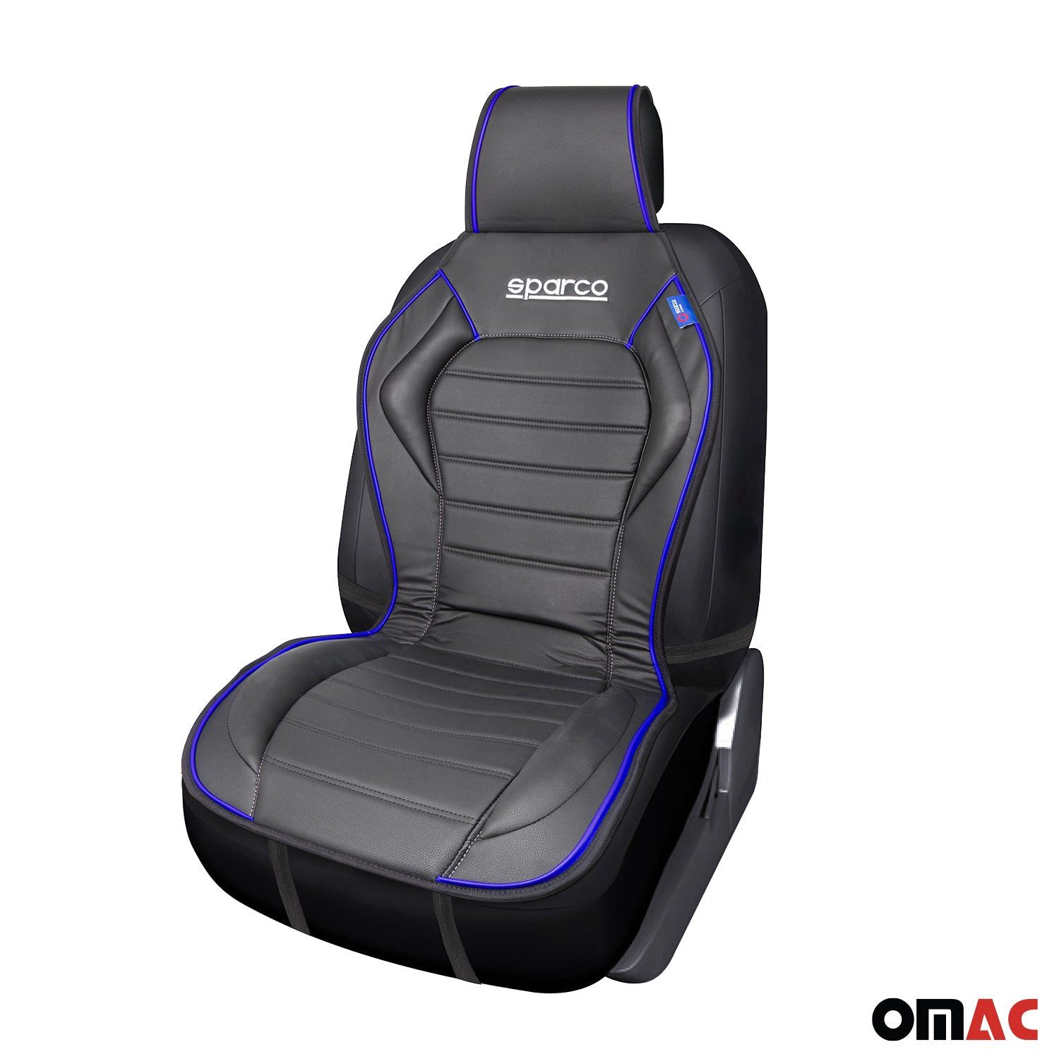 OMAC Car Seat Cover SPARCO Seat Cushion Seat Pad Universal Black Blue Car Seat Protector, Breathable, Sporty Look, Ergonomic