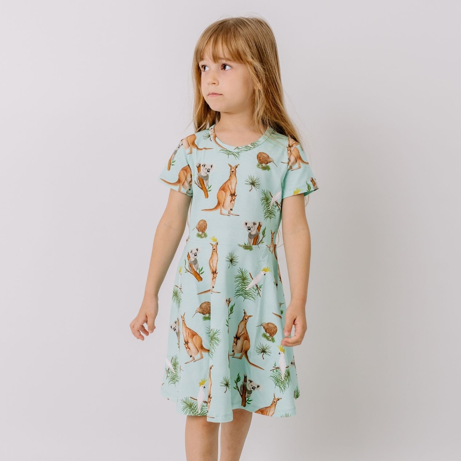 Walkiddy Jerseykleid Walkiddy Känguru & Koala Kinder Bio Baumwolle GOTS Grün - Bio Baumwolle,GOTS, Kinderbekleidung,nachhaltige Klamotten,Shorts