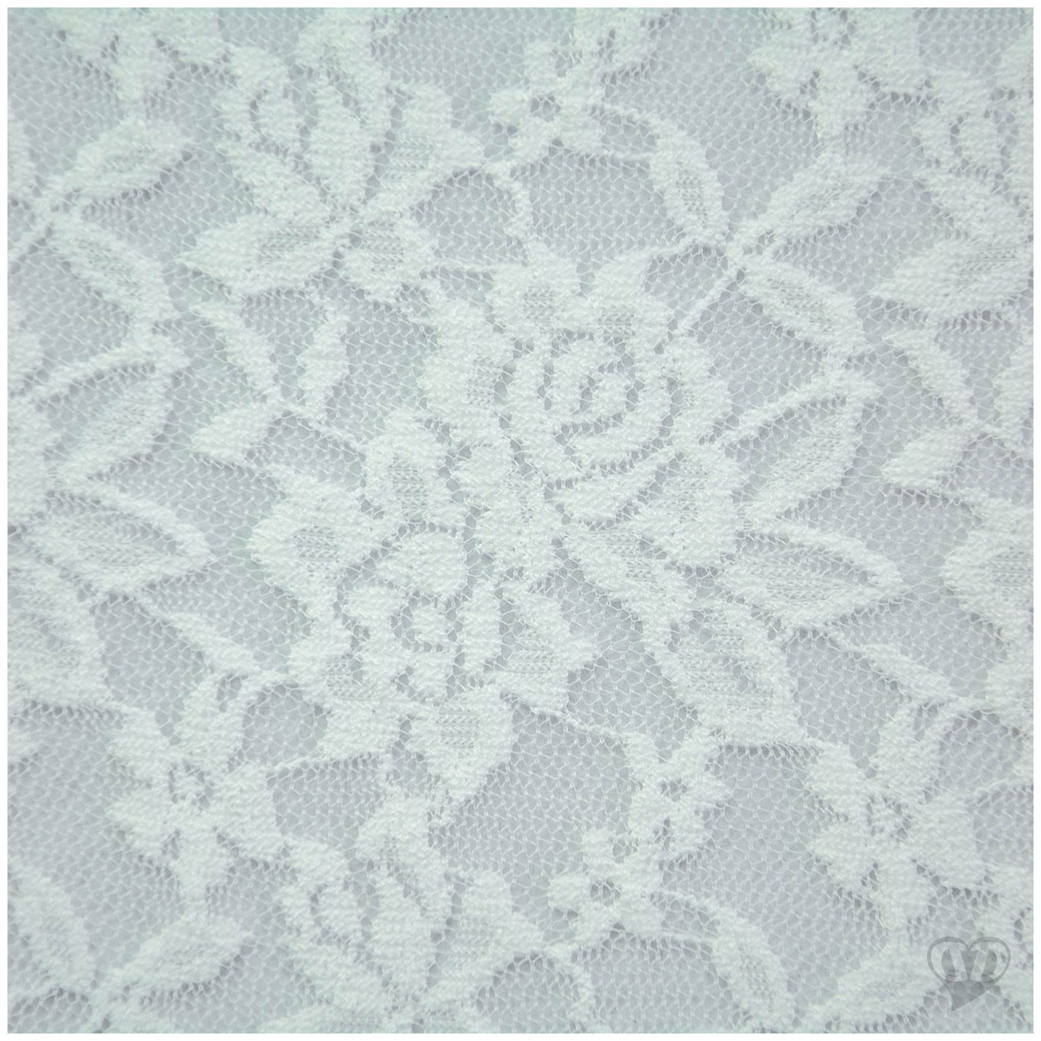 maDDma Stoff Spitzenstoff elastisch Meterware 145cm breit Blumenmuster 145g/m², weiß