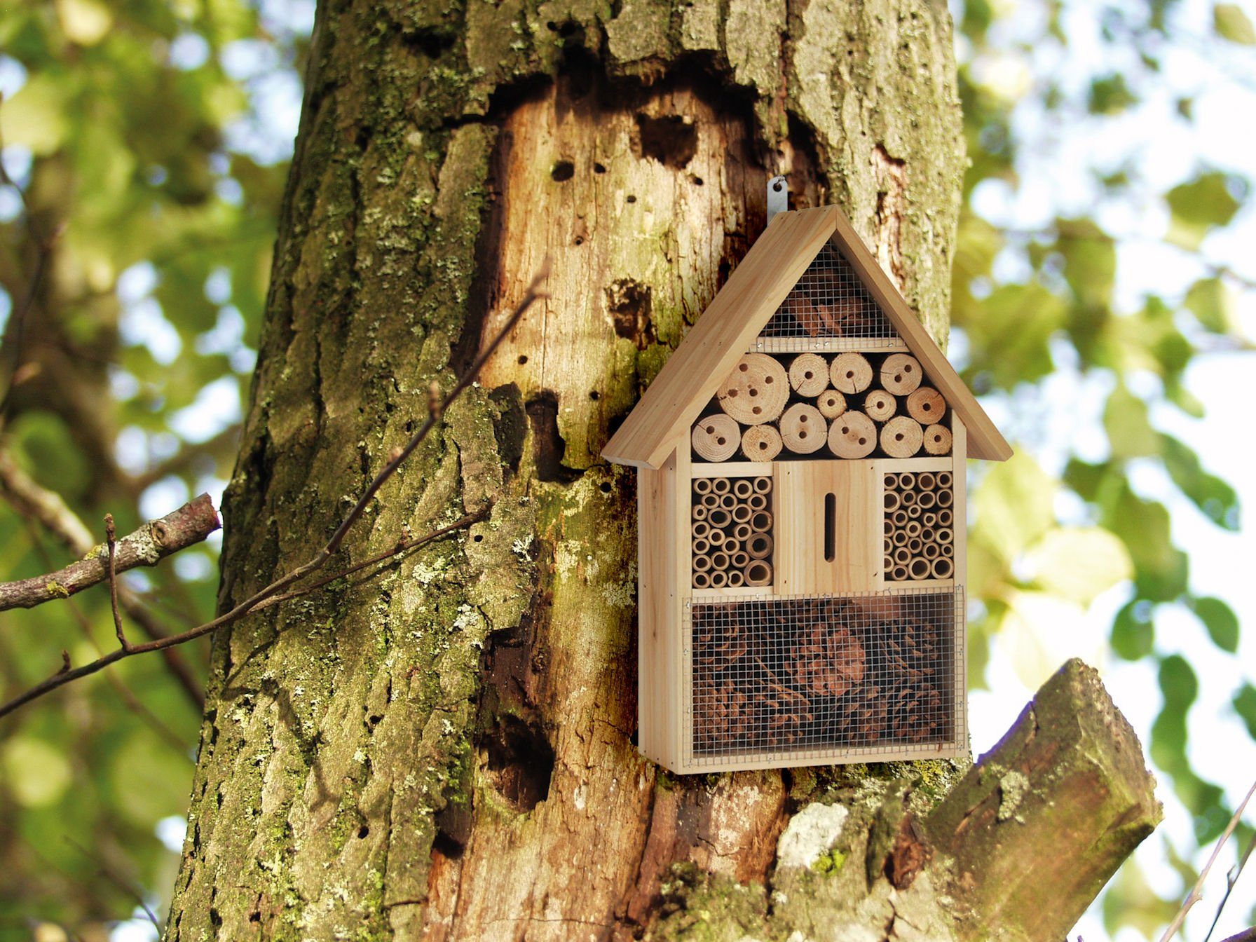 Spetebo Insektenhotel Insektenhotel "L" natur - 48 cm - Insektenhaus, (Stück, 1-St., großes Insektenhotel), Insektenhaus aus Holz zum Aufhängen
