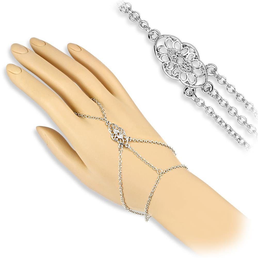 (1-tlg), aus Messing Silber Ornament Fingerkette Damen Fußkette und Vintage Set Handkette Damen BUNGSA Zehenring