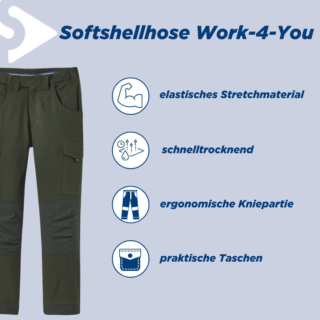 SCHEIBLER WORKWEAR Arbeitshose Softshellhose Herren mit multifunktionalen Taschen