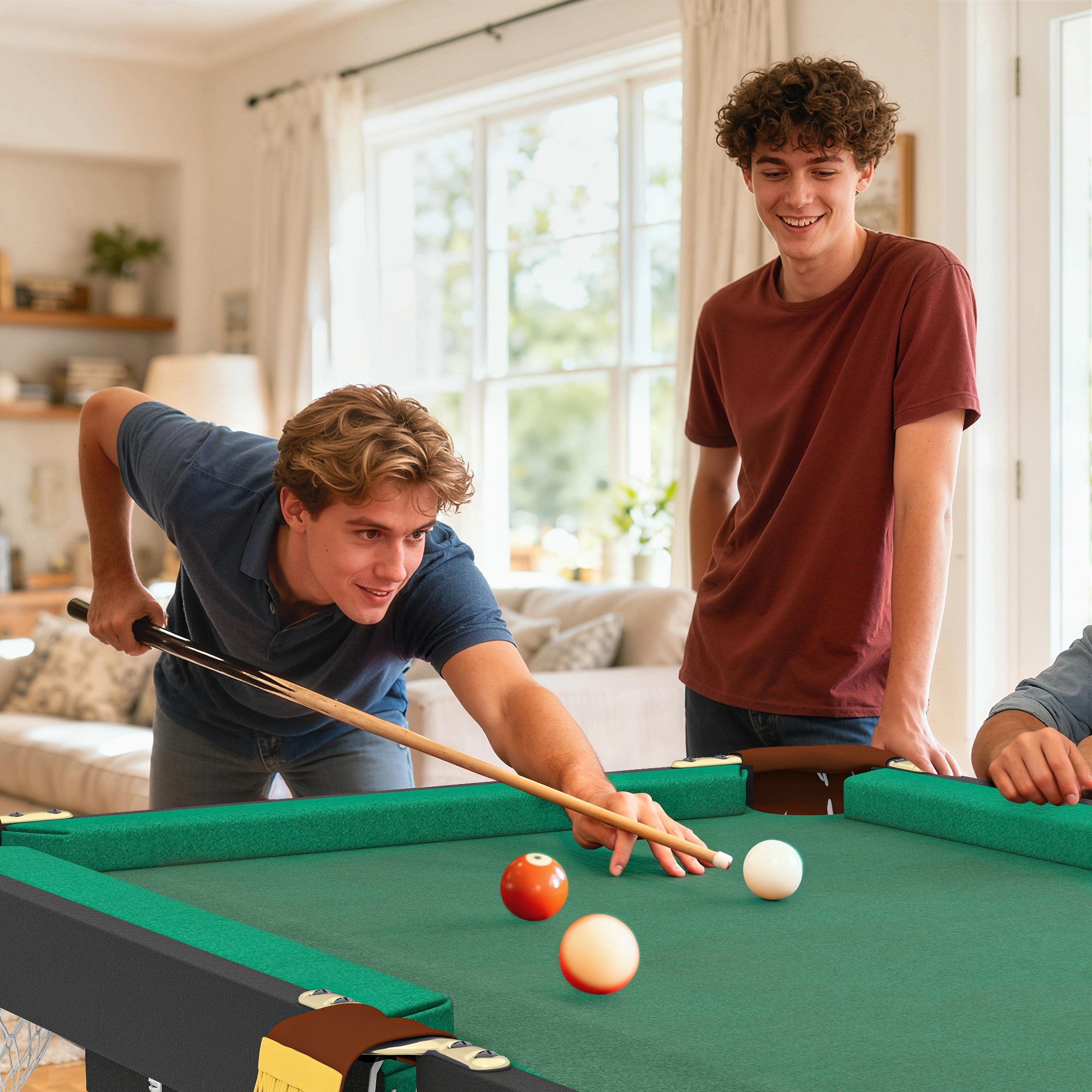 SPORTNOW Billardtisch 4,6ft klappbar, mit Zubehör, 16 Kugeln, (Spieltisch, 1-tlg), für Jugend, Erwachsene, Stahl, Grün
