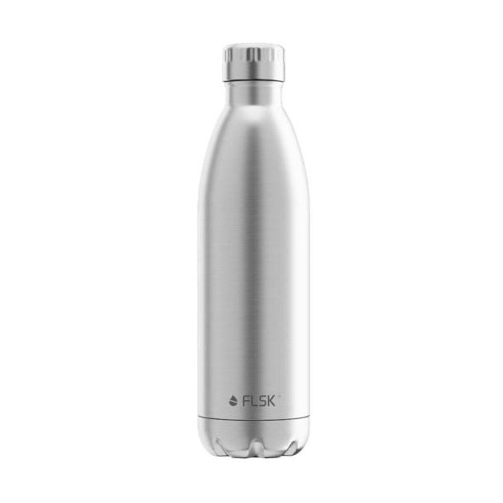 FLSK Thermoflasche Thermo-Trinkflasche 0,75 l edelstahl, Thermo-Trinkflasche, Ø8cm, BPA frei, silber