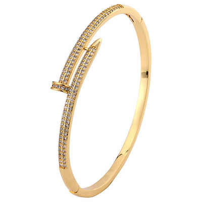 Haiaveng Armkette Gold Plated Bangle, Zirkonia Armband, Non-tarnish bracelet, Spike-Armband, offenes Armband