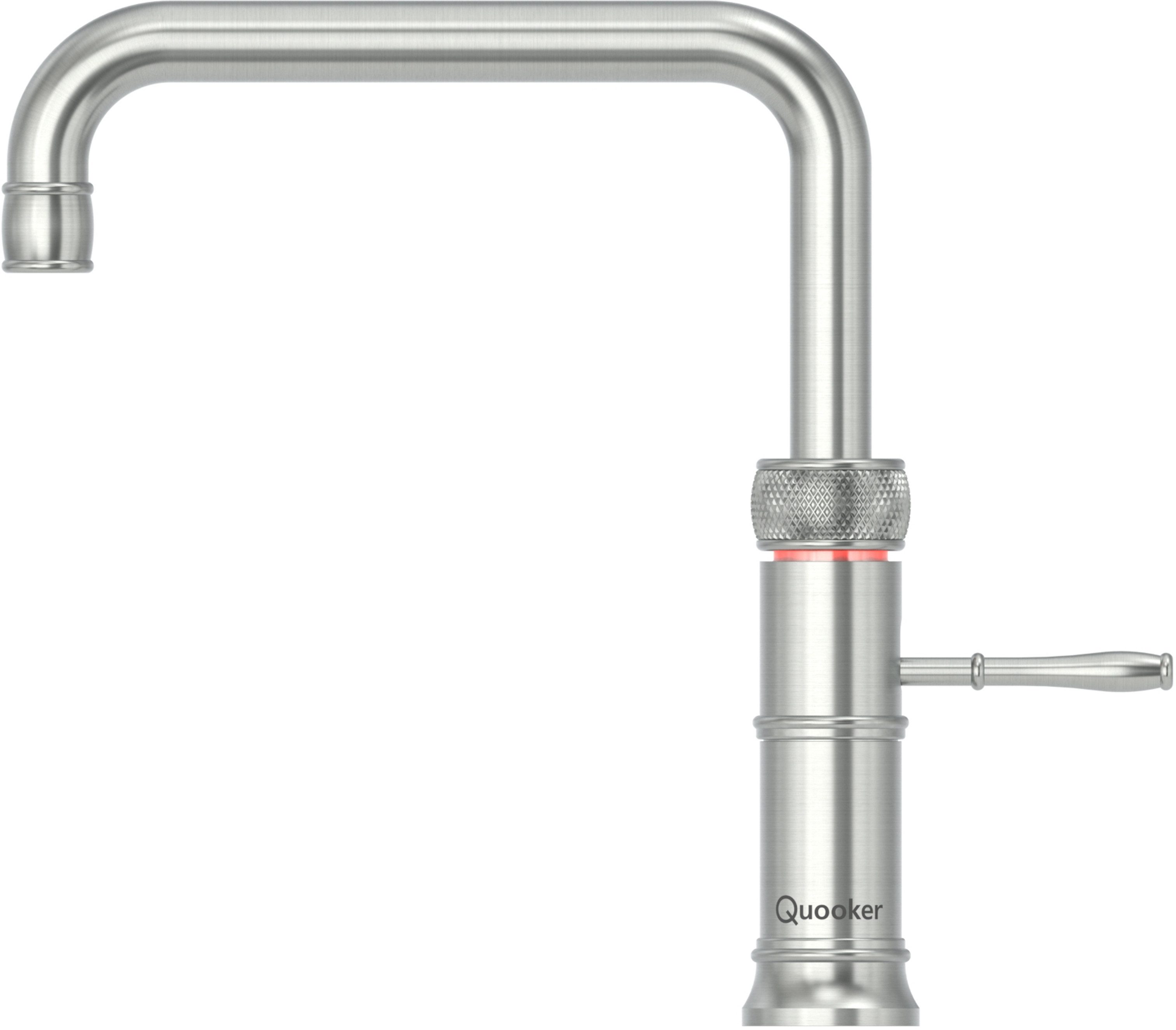 QUOOKER Küchenarmatur QUOOKER CLASSIC FUSION Square COMBI B 100°C Armatur (22CFSRVS) (2-St) Spültischmischer Edelstahl mit 100°C Kochendwasserfunktion
