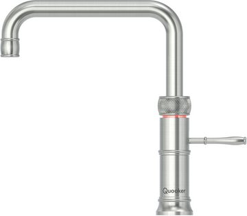 QUOOKER Küchenarmatur QUOOKER CLASSIC FUSION SQUARE COMBI B mit CUBE 2 (22CFSRVSCUBE) (2-St) 100°C Kochendwasserhahn Edelstahl mit Trinkwassersystem