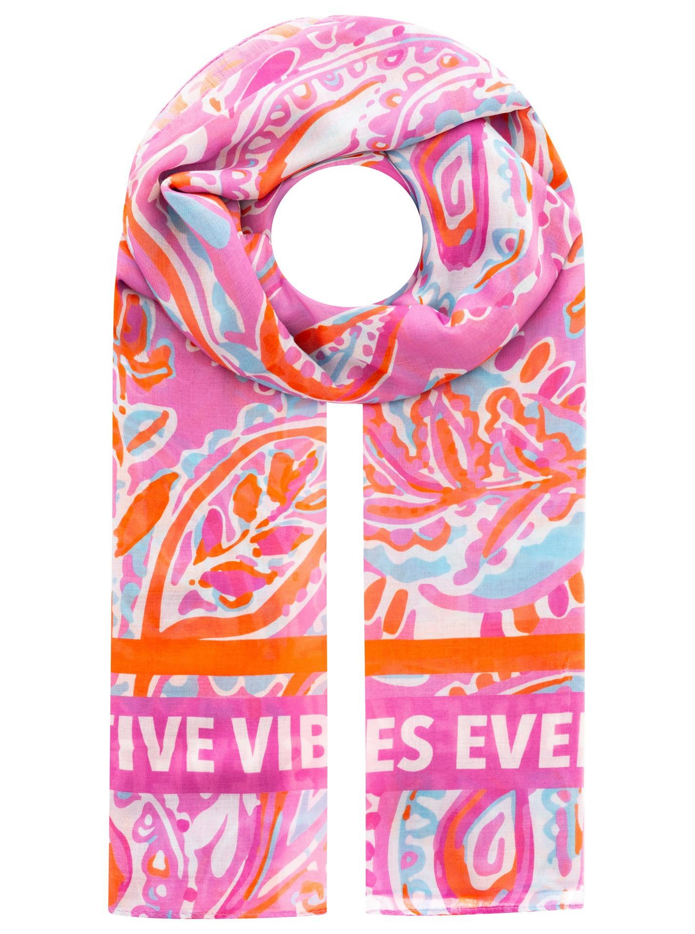 Zwillingsherz Modeschal "Paisley", transparent, aquarell Print, Schriftzug