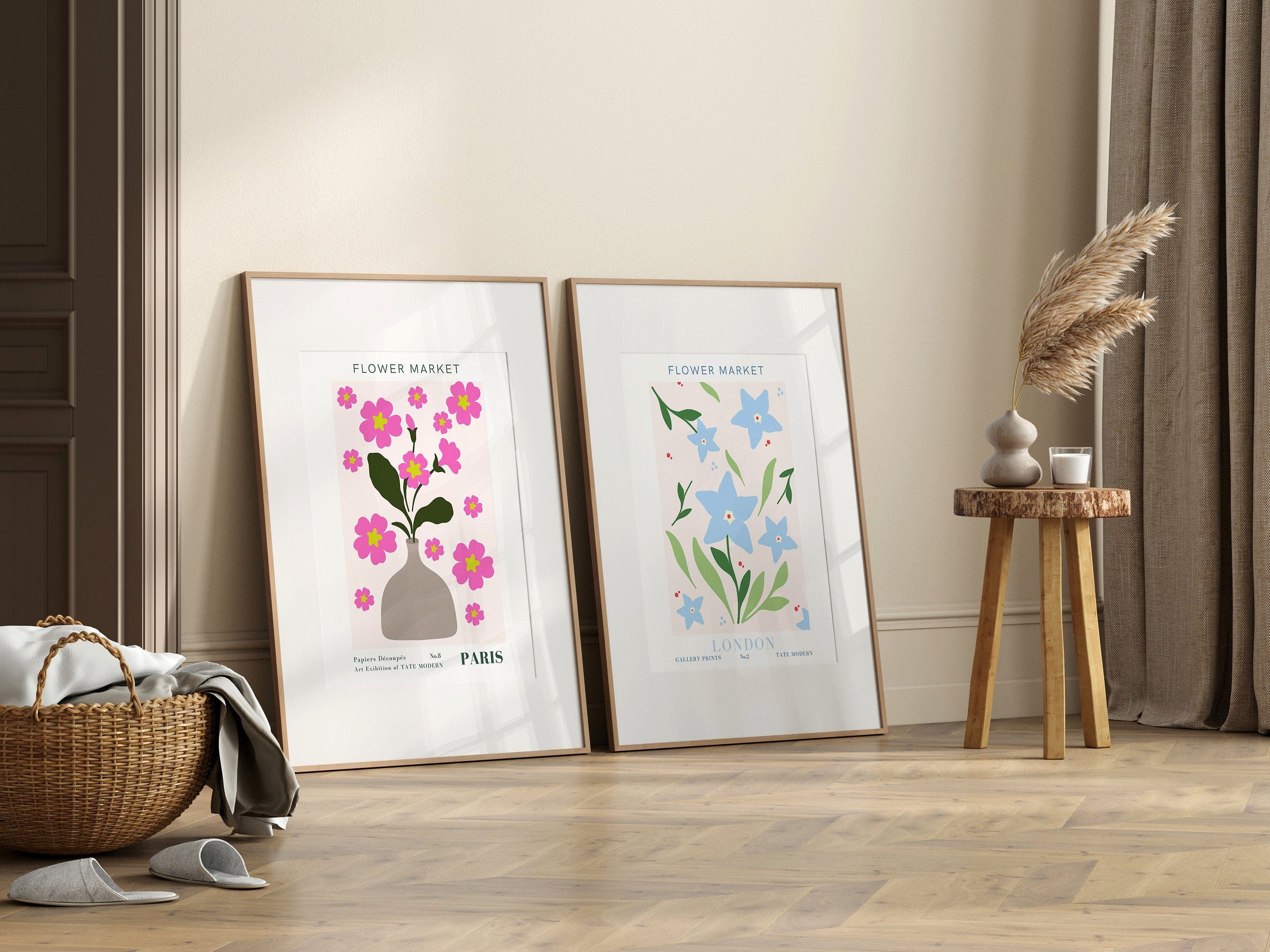 JUSTGOODMOOD Poster Blumen Markt 9 Bilder Botanische Wand Kunst Wandbilder Wohnzimmer Schl, Paris (1 St)