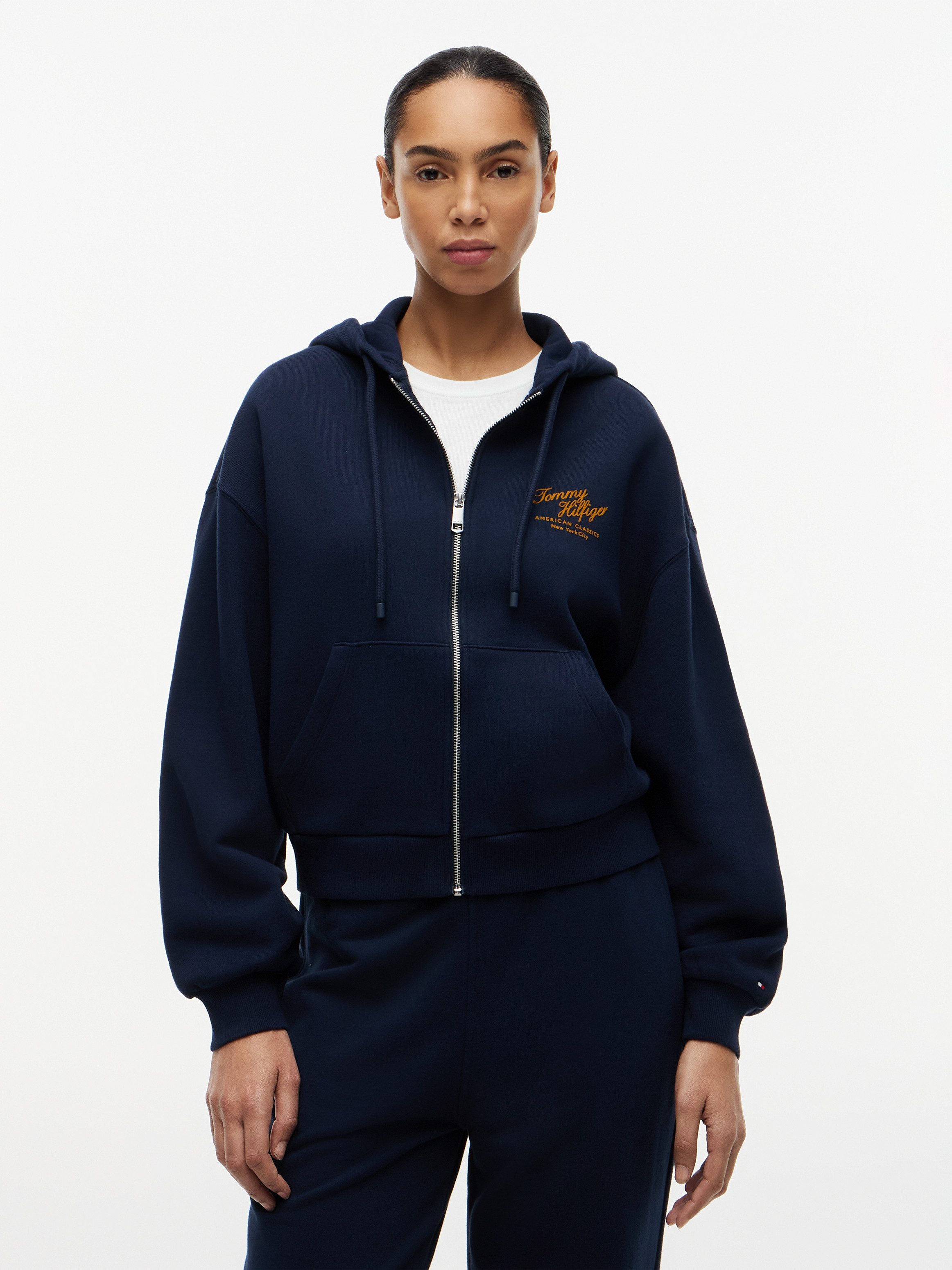 Tommy Hilfiger Kapuzensweatjacke MDRN SCRIPT ZIP TERRY HOODIE mit Print auf der Brust, Relaxed Fit