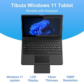 Tibuta Intel Celeron N4100 Quad Core Prozessor Tablet (10,1", 128 GB, ‎Windows 11, Mit Deutsche abnehmbare Tastatur, den besten Funktionen)