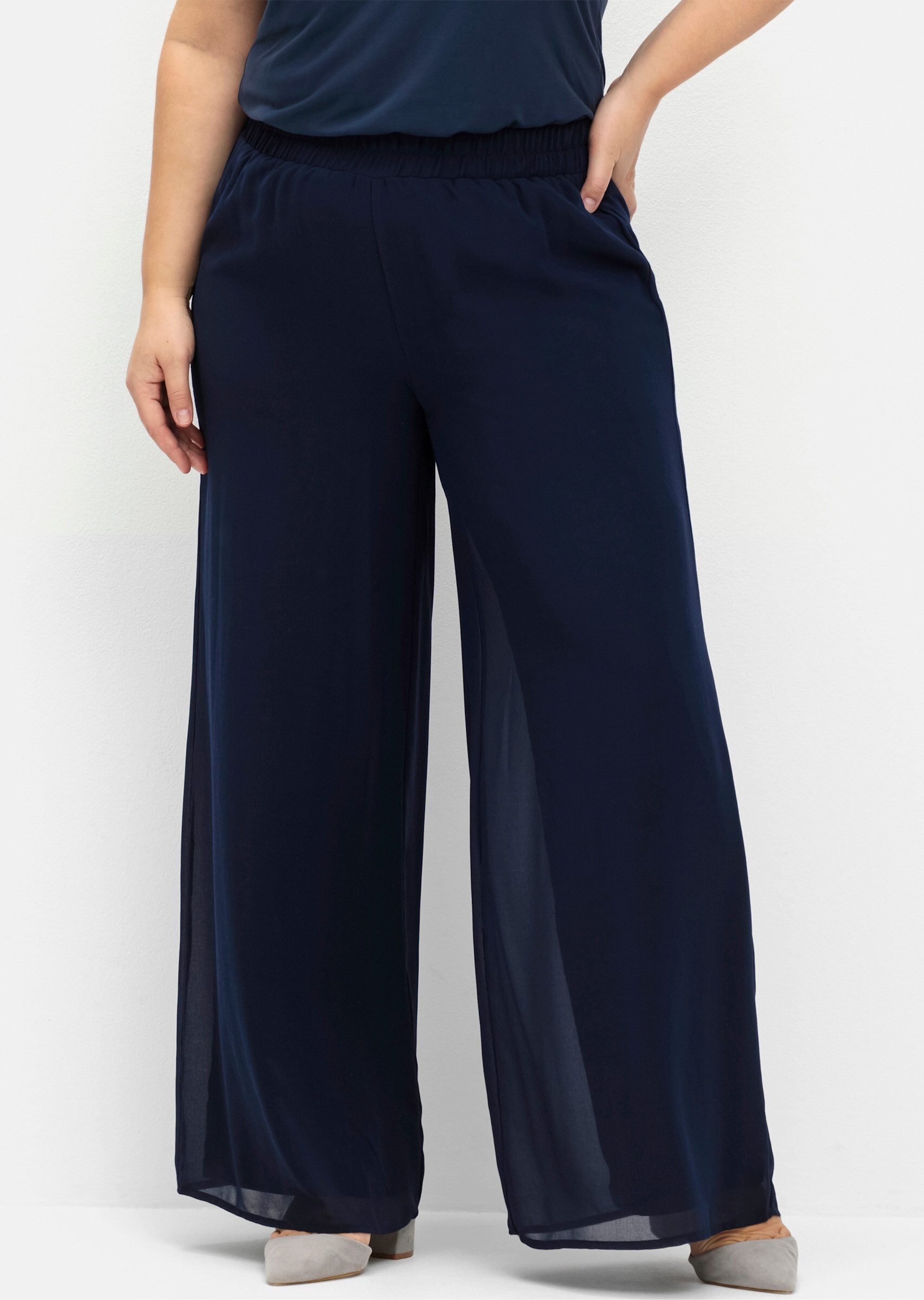 Sheego Jerseyhose Palazzohose Innenbeinlänge ca. 81 günstig online kaufen