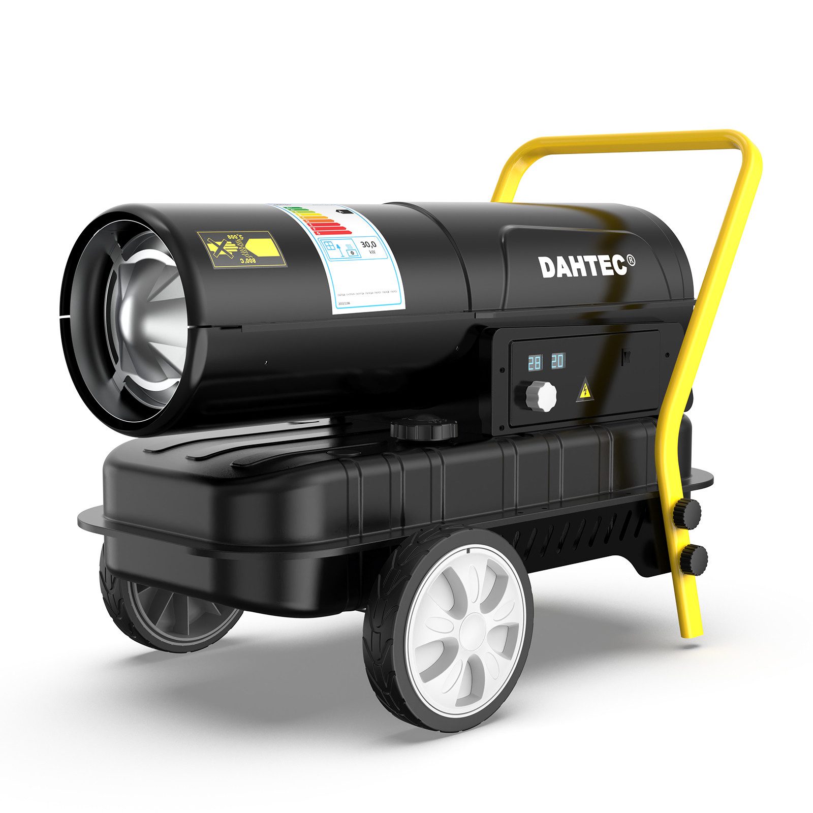 DAHTEC Heißluftgebläse Heizkanone, Heizgebläse mit Thermostat & Tankanzeige, 30000 in W, bis max. 40 °C, (1-tlg), Beheizbar 320 bis 420 m², für Werkstatt, Baustelle, Landwirtschaft