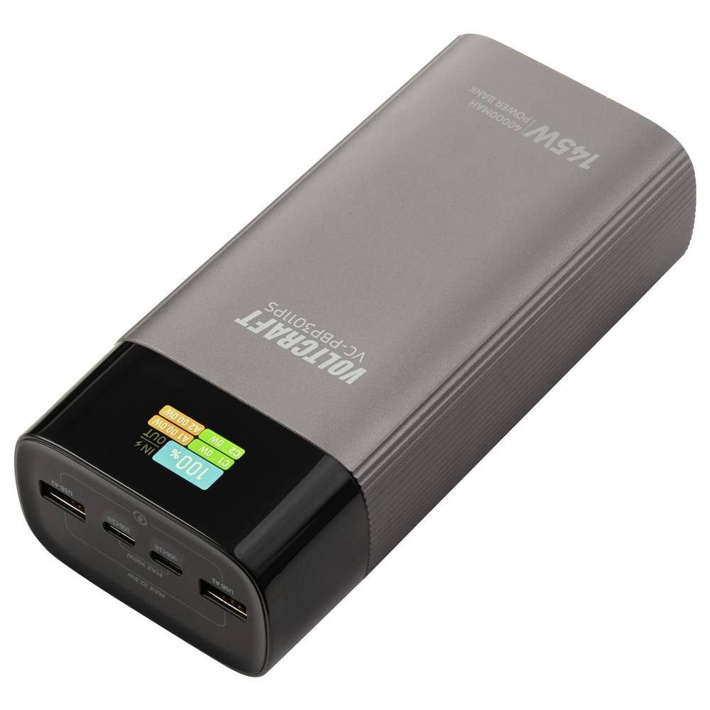 VOLTCRAFT VC-PBP3011PS Powerbank 40000 mAh USB PD 3.0 LiPo Silber (matt) Powerbank
