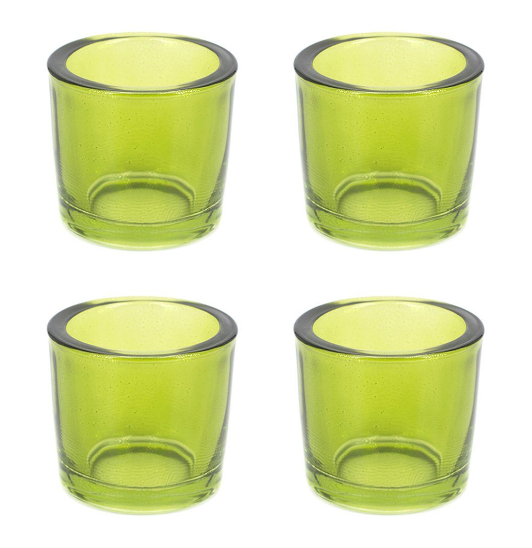 Creativery Teelichthalter, Teelichthalter Glas 6,5x6cm hellgrün 4er Set
