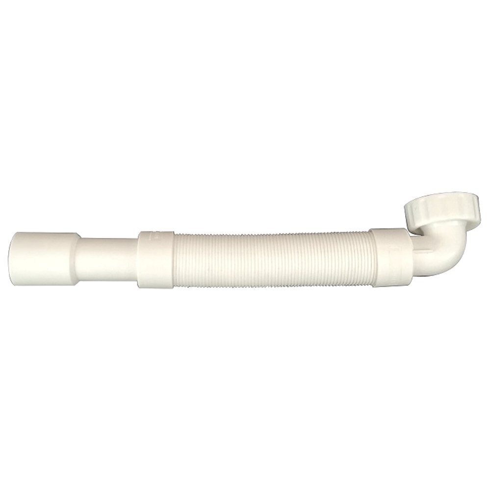 Sanixa Siphon Universal-Abflusssiphon weiß Kunststoff 1 1/4 Zoll auf 32/40 mm, (Abfluss Spülbecken Waschbecken weiß), 32 / 40 mm