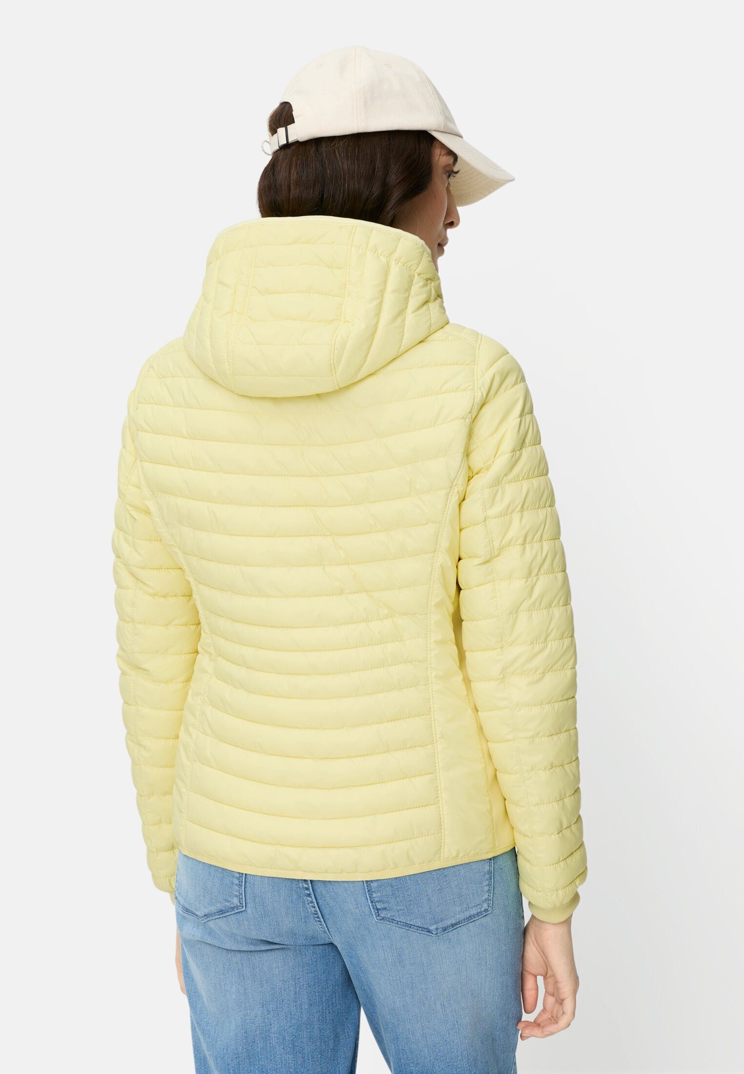 camel active Steppjacke mit abnehmbarer Kapuze Langarm Markenlabel