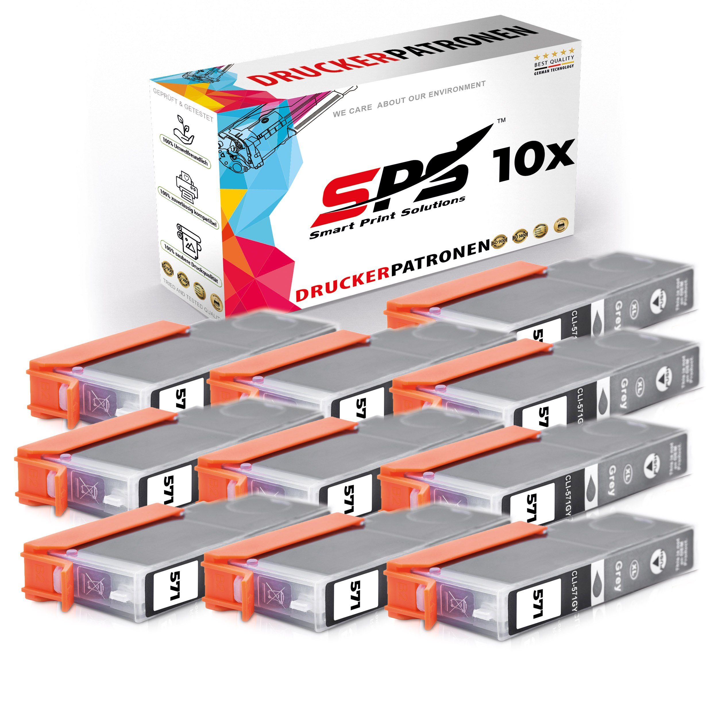 SPS 10x Kompatibel CLI571GYXL Druckerpatronen Grau für Canon Pixma MG7700 Nachfülltinte (für Canon, 10er Pack, x)