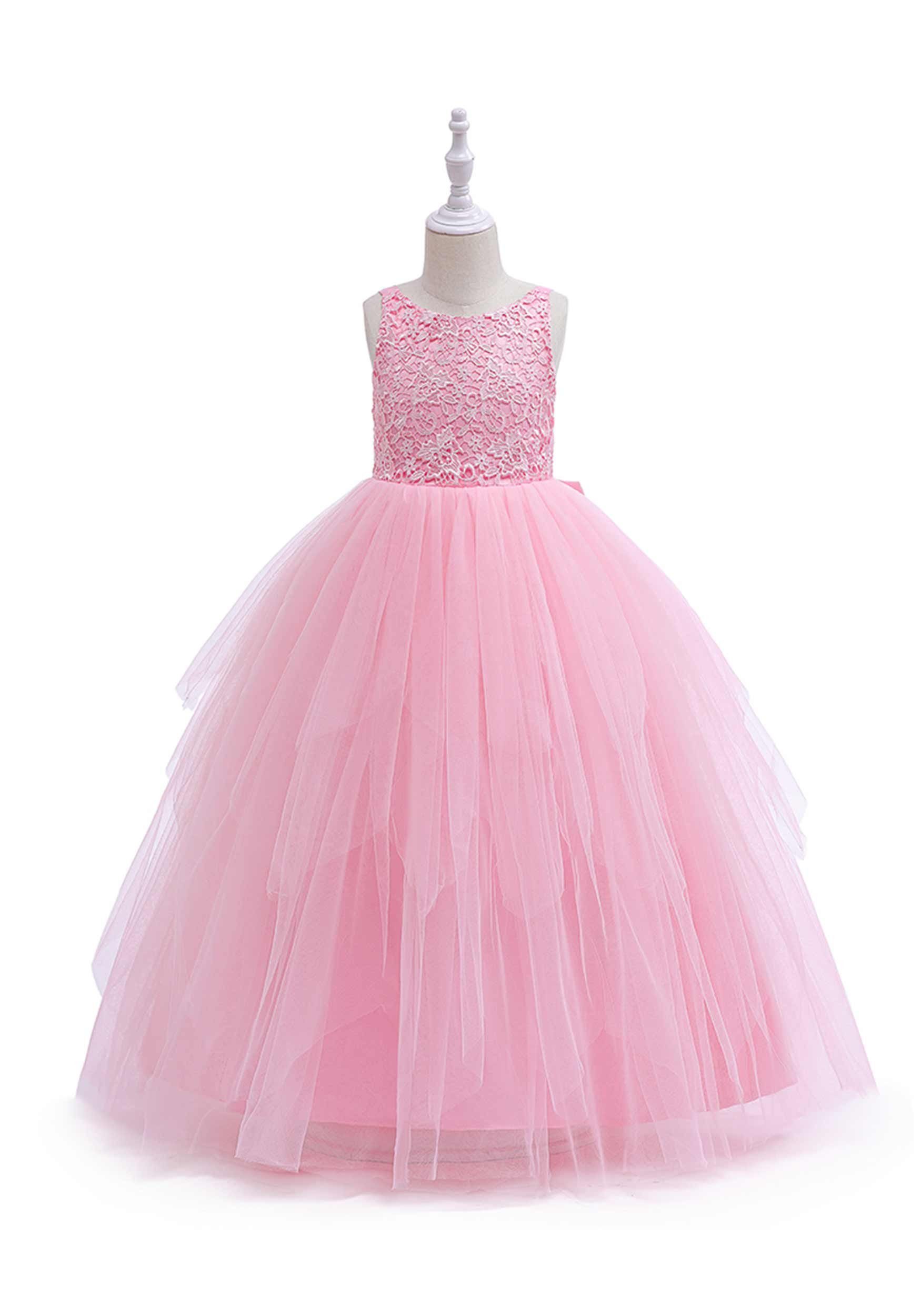 Daisred Partykleid Mädchenkleider Prinzessin Kleidung Performance Kleider Rosa